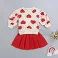 thumbnail image 2 of Gureui Toddler Kids Girls Love Heart Print Sweet Outfits 2Pcs Long Sleeve O Neck Sweatshirt Tops+Pleated A-line Skirts, 2 of 7