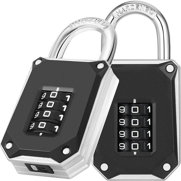 EcoNesxp Tool Box with Large White Numbers and Reset Cover 4 Digit Combination Lock Black Cabinet 2 Pieces for Gym Lockers
