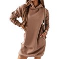 thumbnail image 5 of Vestidos Cuello con capucha Sudadera con capucha para mujer Vestido de sudadera ligero y cálido de manga larga, 5 of 5