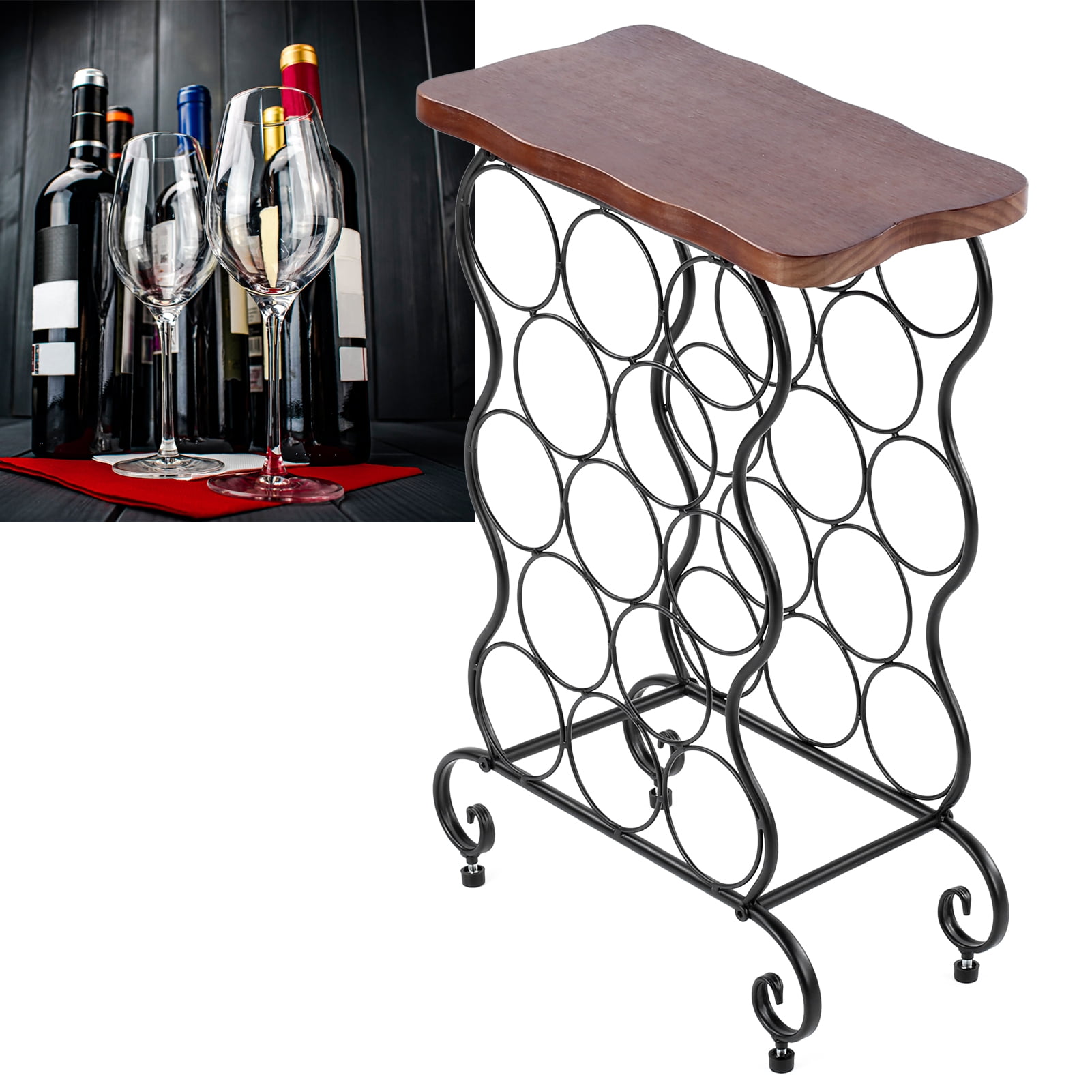 Kings Brand Furniture Metal 15 Bottle Floor Wine Rack Storage Organizer