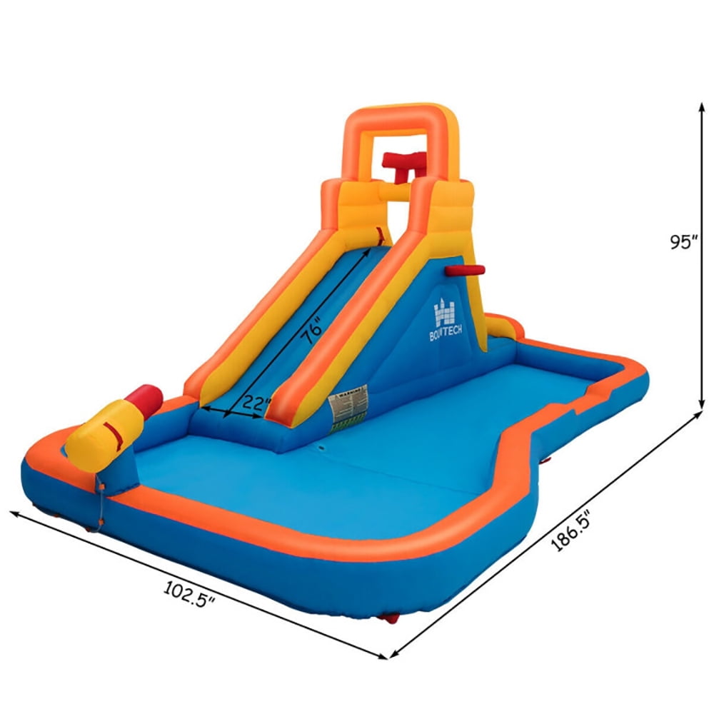 Aimee Lii Inflatable Water Bouncer with Climbing Wall and Ball Hoop, Kids Bounce House, Toddlers Boys Girls Backyard Party Gifts