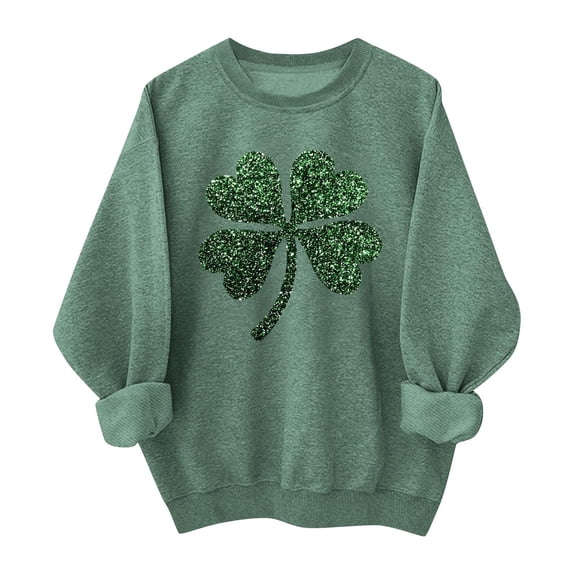 St Patrick's Day Sweatshirt Women irish Sweatshirts Green Shamrock Long Sleeve Pullover Tops