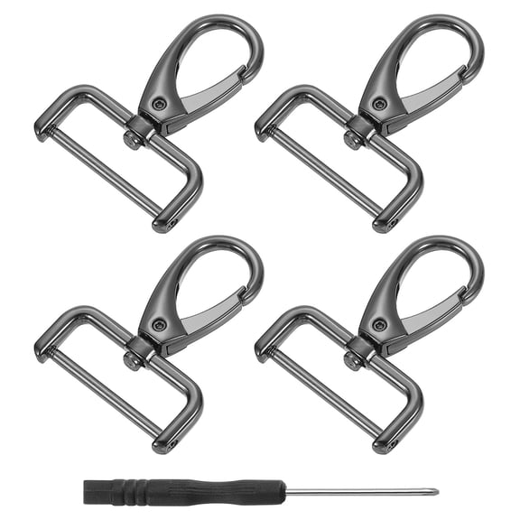 Uxcell 4Pcs Swivel Clasps, 1.25" D Ring Detachable Snap Hook with Screwdriver, Black