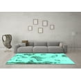 thumbnail image 3 of Ahgly Company Machine Washable Indoor Rectangle Abstract Turquoise Blue Modern Area Rugs, 2' x 5', 3 of 4