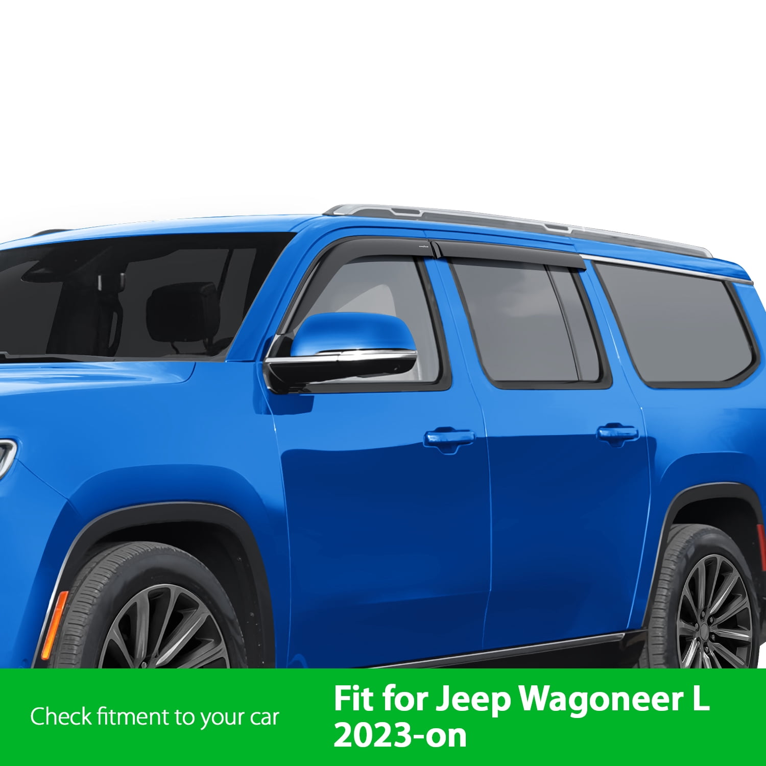 Goodyear Shatterproof Window Deflectors for Jeep Wagoneer L 2023-2025, Tape-on Rain Guards, Window Visors, Vent Deflector Visor, Car Accessories, 4 pcs. - GY008894