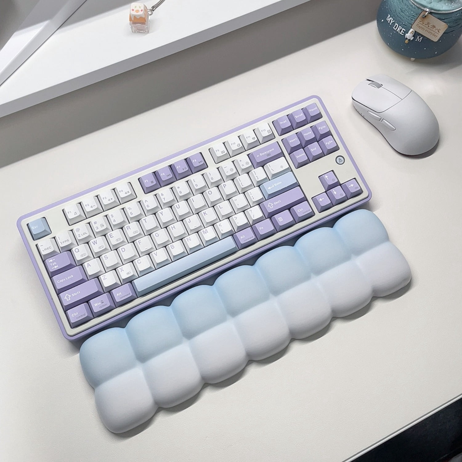 Tatami Style Memory Foam Keyboard Wrist Rest, Ergonomic Palm Support Pad for 75% Mechanical Keyboard, Office Gaming Wrist Cushion for Women