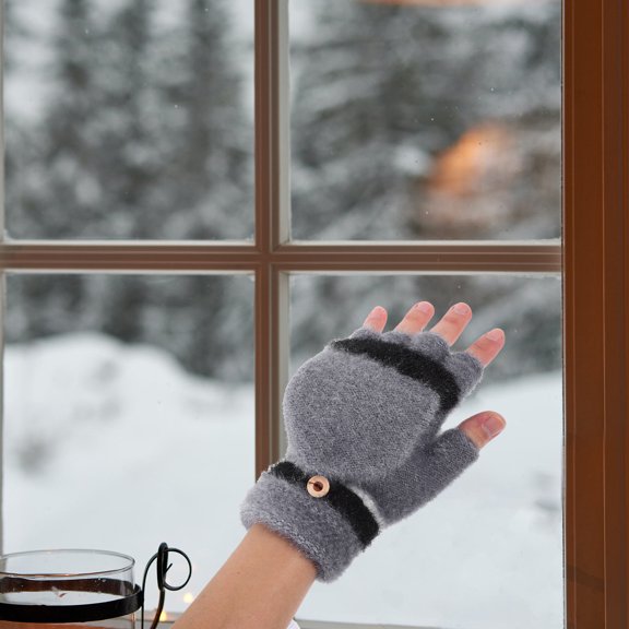 LITINKIMI 1Pair Outdoor Thermal Gloves USB Rechargeable with Dual Sided Heating