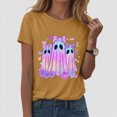 thumbnail image 2 of TOWED22 Halloween T Shirt Women Crew Neck Short Sleeve Awareness Ribbon T Shirts - Bow Ghost Graphic Print Loose Top Funny Fashion Clothes(Yellow,XXL), 2 of 5