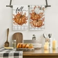 thumbnail image 2 of Orange Buffalo Plaid Leaves Pumpkin Fall Kitchen Towels Dish Towels, 16x24 Inch Farmhouse Decoration Hand Towels Set of 2, 2 of 4