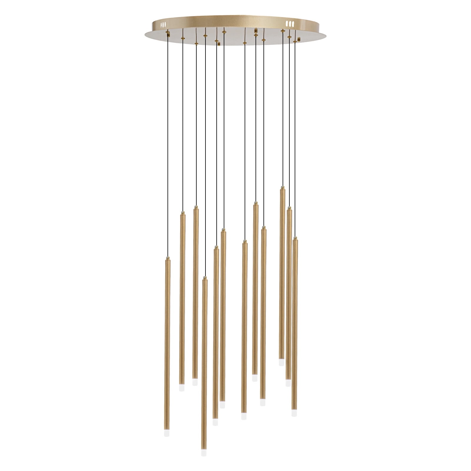Large Chandelier Gold 12 Light Fixture Ceiling Pendant Lighting Drop Shape for Kitchens, Hallways, Living Rooms