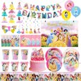 thumbnail image 2 of Decoración de cumpleaños de princesas de Disney, vajilla, vasos de papel, platos, globos, mantel, telón de fondo, pancarta, suministros para fiestas para bebés y niños, 2 of 5