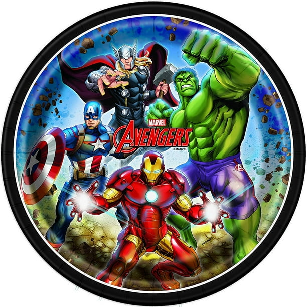Décoration de fête d'anniversaire, thème Avengers Captain America Hulk,  vaisselle, assiette en papier, tasse, sac