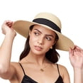 thumbnail image 2 of Pineapple&Star Paris Sun Beach Wide Brim Straw Hat Fine Braid UPF50+ for Women, 2 of 5
