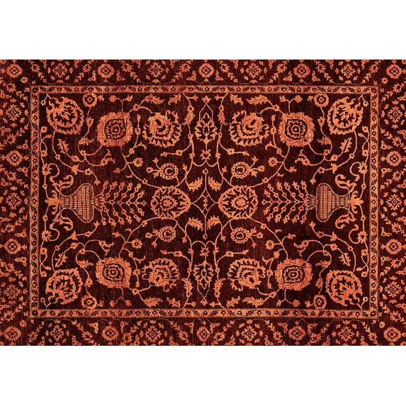 Ahgly Company Indoor Rectangle Abstract Orange Modern Area Rugs, 5' x 8'