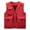 Red, variant on Men's Casual Solid Vest Coat Stand Collar Multi-Pocket Sleeveless Zipper Jacket - Polyester Spandex, Versatile for Fishing & Travel