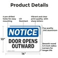 thumbnail image 2 of (2 Pack) Door Opens Outward OSHA Notice Sign 14 Inch X 10 Inch Indoor / Outdoor Rust-Free Aluminum Metal Signs for Workplace, Workshop, and Construction Site, Made in the USA, 2 of 8