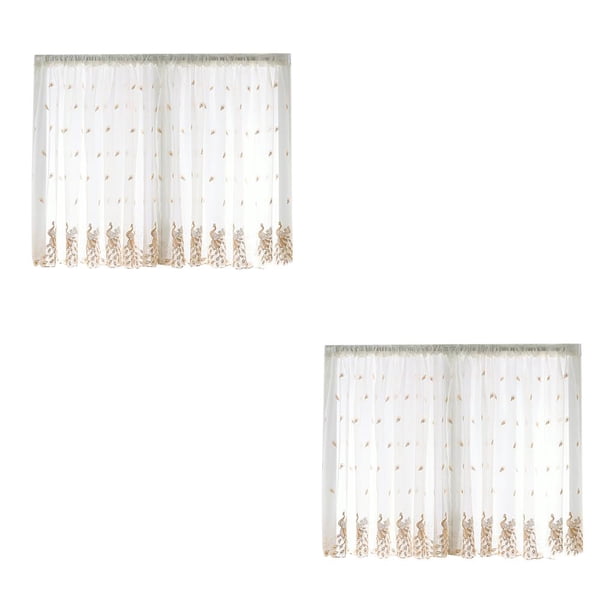 Ounissouiy Cortinas transparentes para ventana, colgante de cenefa de estilo Simple, diseño de escena de estudio para sala de estar, cortinas Café 1.5*1.2 m 2Conjunto