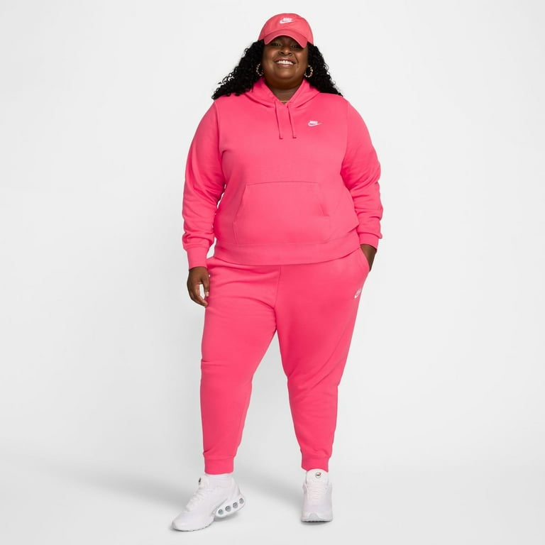 Nike Sportswear Club Fleece Women s Pullover Hoodie Plus Size Color Aster Pink White Size 2X Walmart
