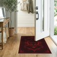 thumbnail image 2 of ODIKA 2'x3' Washable Throw Rug Dark Red Intricate Gothic Symmetry Design Elegant Victorian Scrollwork with Central for Hallway, Study Room, Non-Slip Low Profile, Flatwoven, 2 of 7