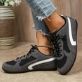 thumbnail image 4 of Womens Flat Sneakers Trendy Color Block Classic Trainers Skate Shoes Lightweight Lace up Round Toe Walking Shoes Black Size 6.5, 4 of 7