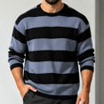 thumbnail image 6 of Men's Fall Winter Crewneck Striped Knit Pullover Sweater, Loose Fit Color Block Knit Long Sleeve Casual Top for Daily Wear , XL, 6 of 6