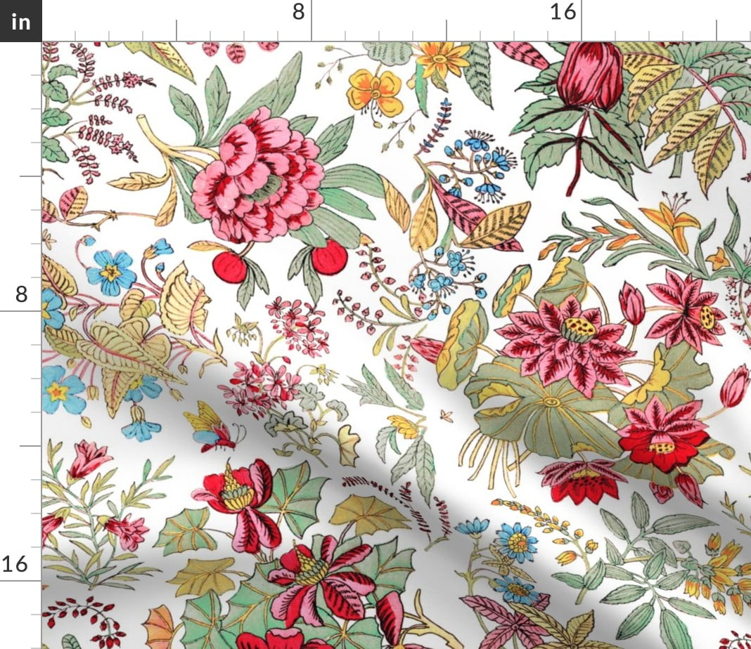 Spoonflower Fabric Traditional Spring Flowers Floral Antique