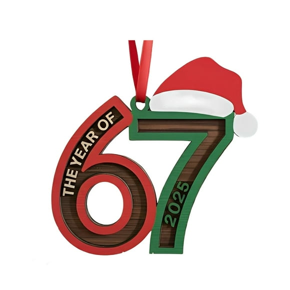 Six Seven Christmas Ornament, 67 Acrylic Ornament, Funny 67 Meme Ornament, Santa Ornaments for Christmas Tree, Fun Teen Gift, Trendy Holiday Décor, E, Hanging Ornament
