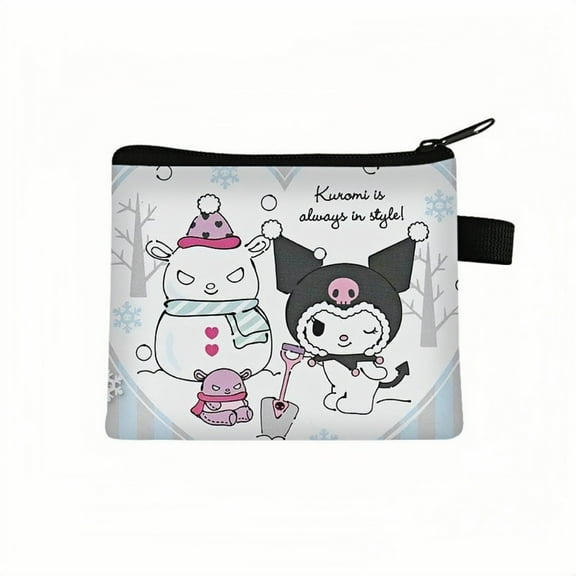 2-Pack Kuromi Kawaii Anime Mini Wallet Set - Zippered Coin Purse & Polyester Card Holder
