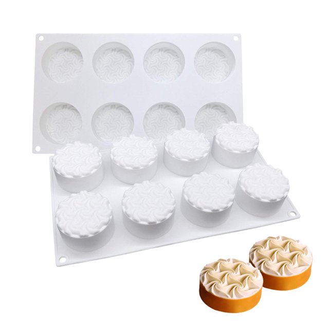 Moldes de silicona para hornear, molde redondo acanalado para pasteles, bandejas antiadherentes para hornear para moldes de gelatina, mousse, pasteles, pan y gelatina, C, 1 pieza