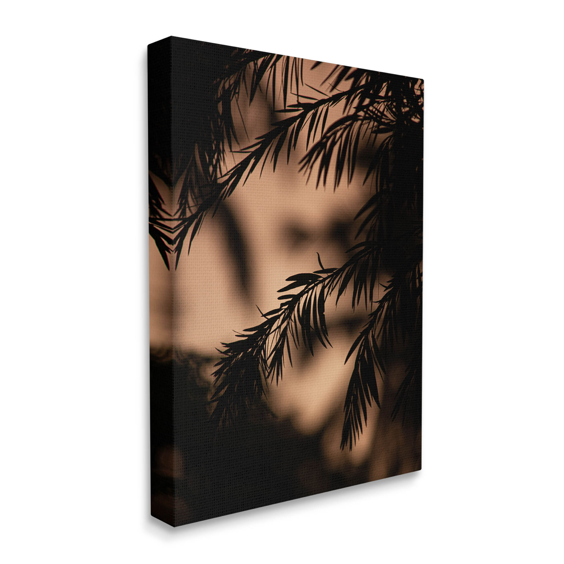 Night Silhouette Tree Leaves Botanical & Floral Photograph Gallery Wrapped Canvas Print Wall Art