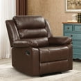 thumbnail image 3 of Bonzy Home Recliner Comfortable Arms and Back Faux Leather Single Reclining Chair Sofa for Living Room Bedroom, Coffee, 3 of 6