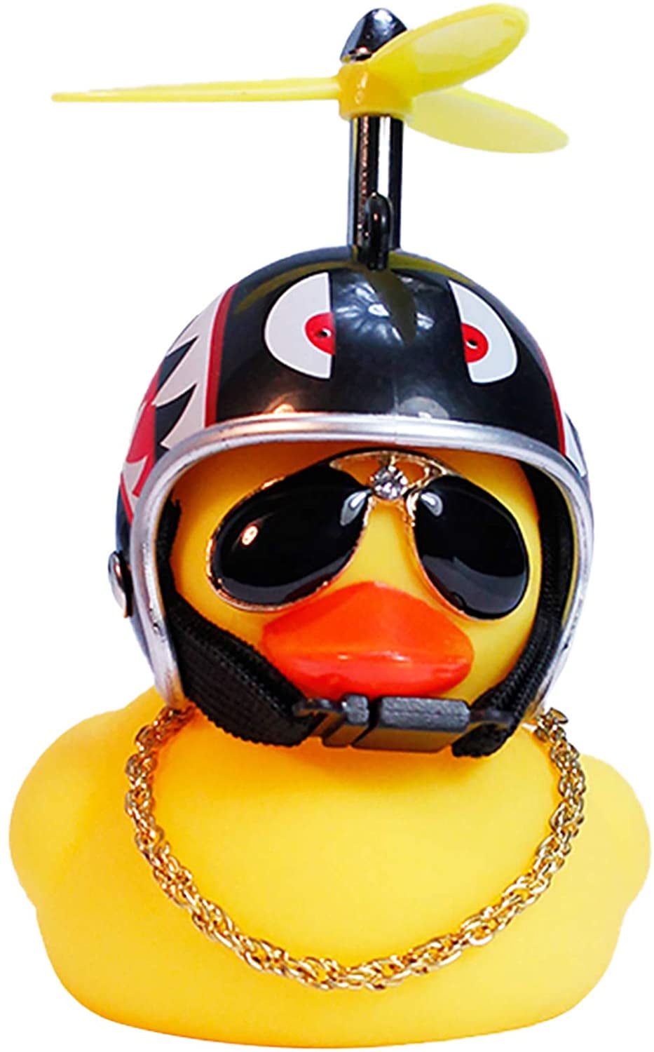 Yellow Rubber Duck Car Ornaments Rubber Ducks for Car Decor Gold Chain Sunglasses Car Dashboard Decorations Rubber Ducky with Helmet 