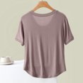 thumbnail image 4 of qelini T-shirts for Women with Round Neck School Season Solid Color Short Sleeved Loose Casual Daily Wearing Basic Tops Juniors Summer Comfortable 1Pack Coffee L, 4 of 5