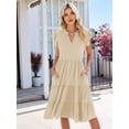 thumbnail image 5 of Women'S Summer Dress V Neck Short Sleeve Midi Sundress Flowy Tiered Beach Dresses with Pockets Color L, 5 of 9
