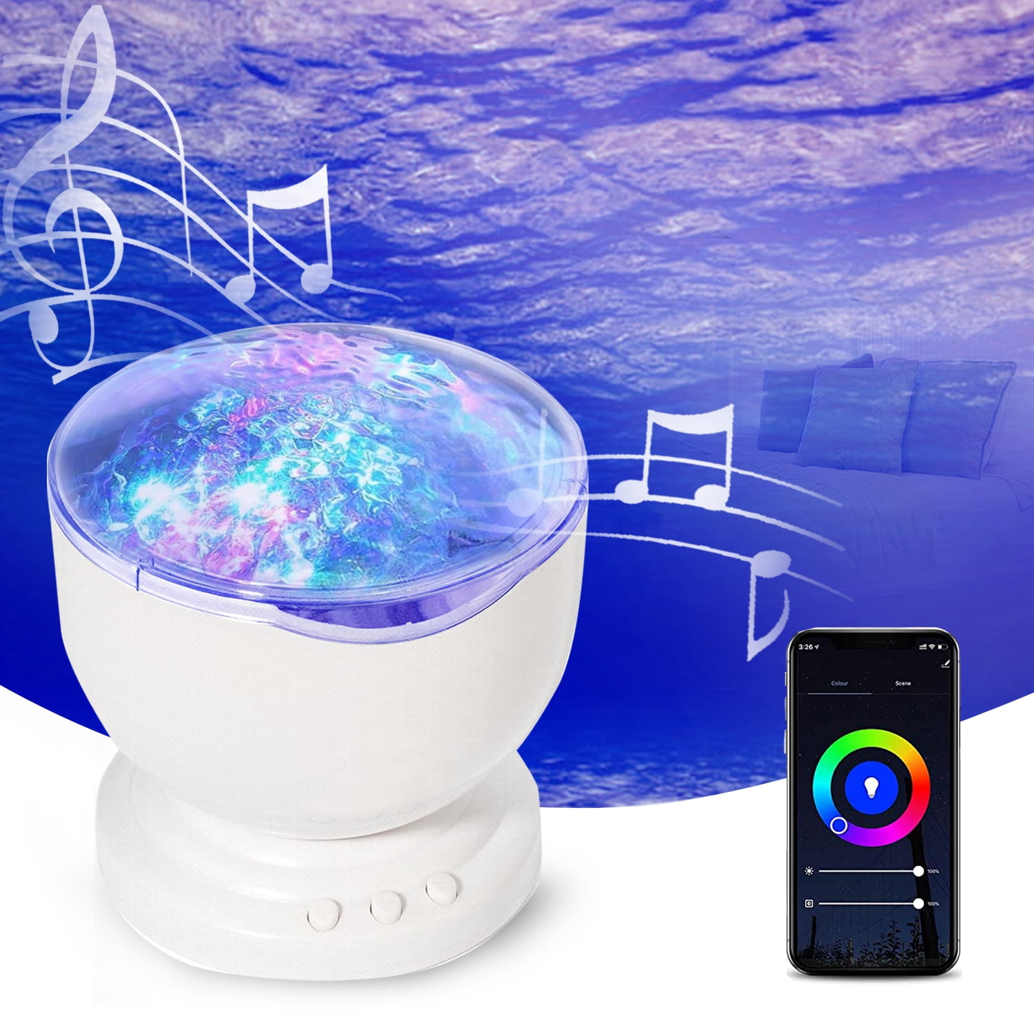 Music Light Ocean Wave Music LED Night Light Projector Remote Lamp Relaxing