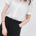 thumbnail image 4 of Camisa de gasa Mujer Blusa de manga corta de verano Top informal suelto, Blanco, S kenally AP001402-01B, 4 of 7