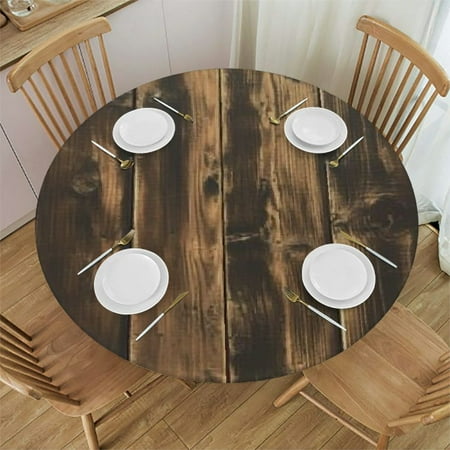 

Ollo0ord Wood texture theme Round table cover Wooden board pattern Wipeable TableCloths Cover Mat Spill Proof Table Covers for Dining Room Kitchen Home Decor Holiday Dinner Brown 38 -42