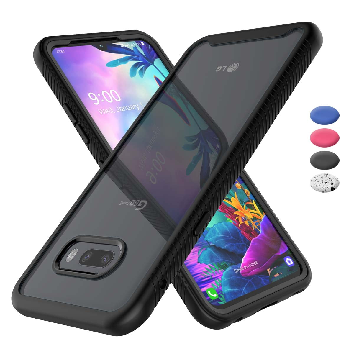 Lg G8x Thinq Case Lg V50s Thinq Cover Tinysaturn Shock Absorbing Rugged Shockproof Grip Plastic Tpu Slim Crystal Clear Hard Case Transparent Full Body Protective Sturdy Cover Bumper Phone Case Black Walmart