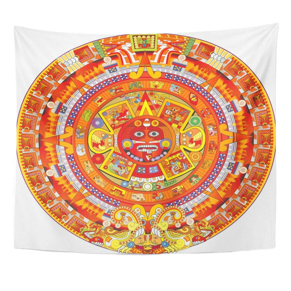 ZEALGNED Ancient Colorful Aztec Mayan Calendar Maya Sun Stone