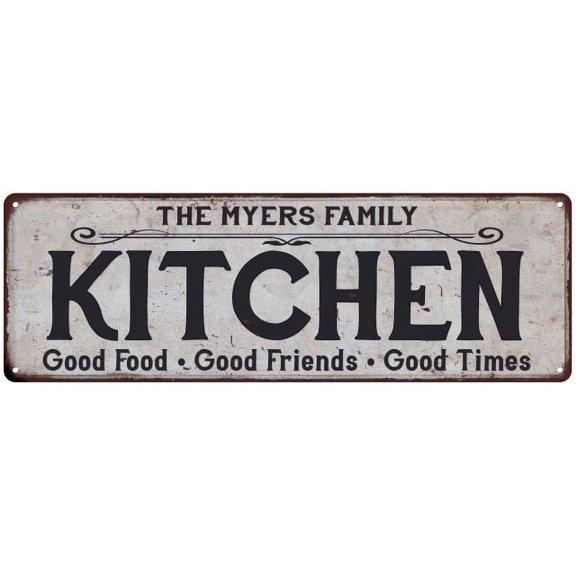 THE MYERS FAMILY KITCHEN Chic Metal Sign 6x18 106180039086