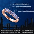 thumbnail image 2 of Gem Stone King 18K Rose Gold Plated Silver Blue Tanzanite Wedding-Bands Ring for Women | 0.90 Cttw | Round 3.5MM | Gemstone December Birthstone | Size 6, 2 of 6