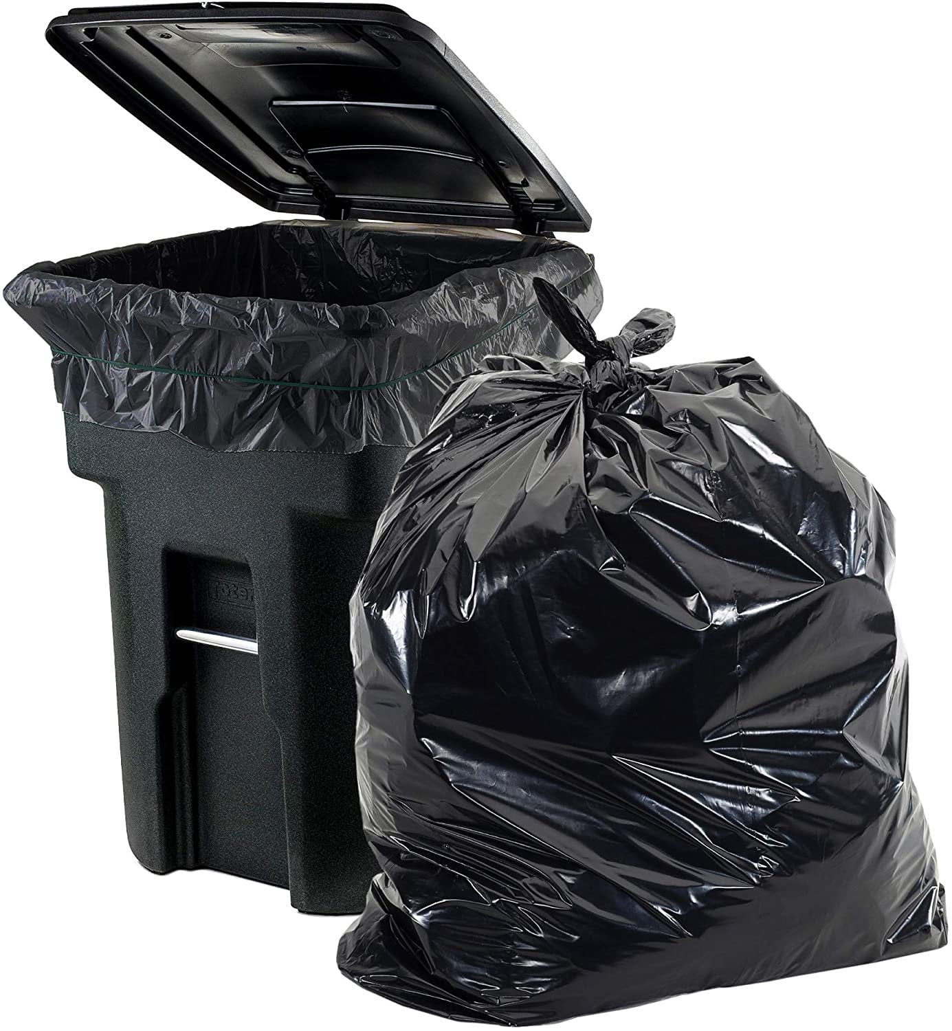 Pack of 25 Black Trash Can Liners with Draw Tape 40 x 48 Low Density Trash Bags 40x48 Thickness