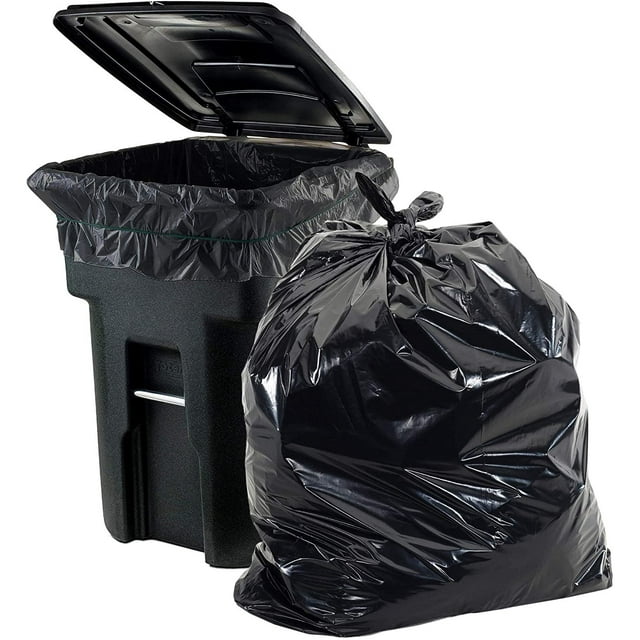 Pack of 25 Black Trash Can Liners with Draw Tape 40 x 48 Low Density ...