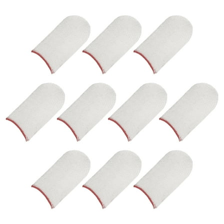 Mobile Gaming Finger Sleeve Controller Finger Thumb Sleeve Finger Gloves White/Red, Glass Silver Fiber, Pack of 12