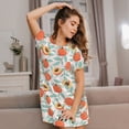thumbnail image 3 of Rateoe Peach Print Women’s Nightdress – Cozy Cotton Short-sleeved Sleep Shirt, Loose-Fit Sleepwear, Perfect for Relaxing and Sleeping, 3 of 6