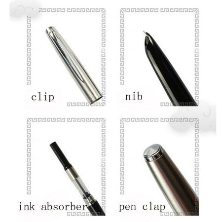 Smooth Slim Silver Deluxe JinHao 911 Fountain Pen 0.38mm Extra Fine