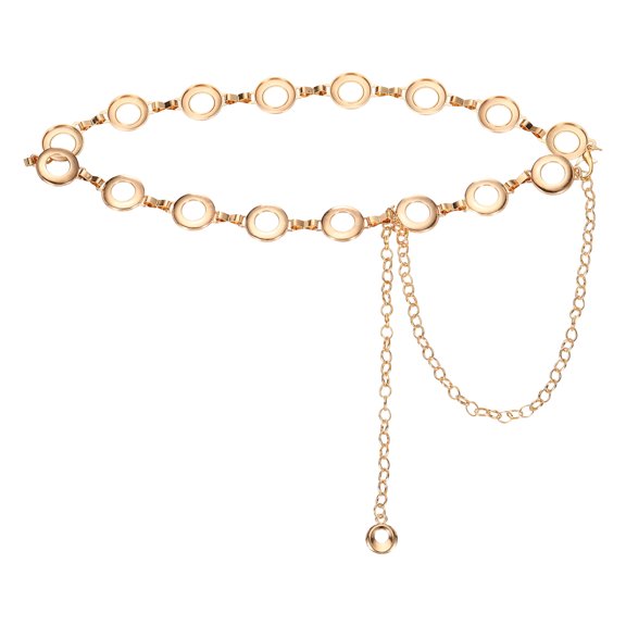 Western Metal Concho Chain Belt, Chain Waist Belts for Women Dresses Jeans Country Concert Outfit, Gold Hollow Heart
