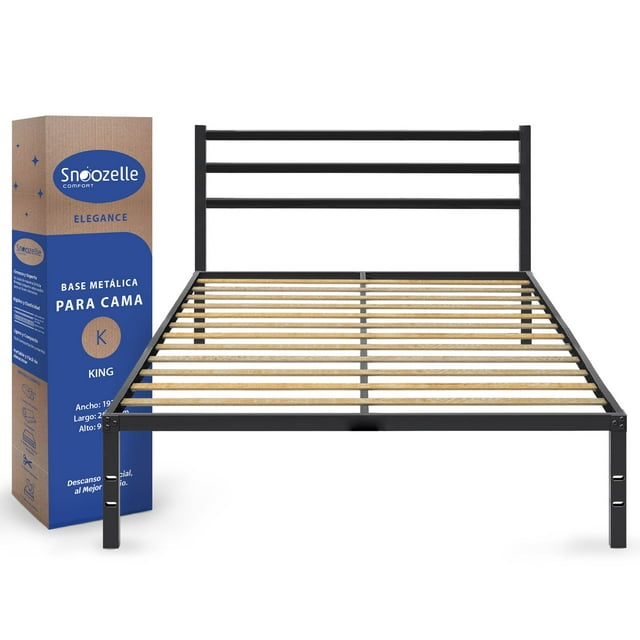 Magma Life Base de Cama King Size con Cabecera de Metal Resistente, Plataforma con Espacio de Almacenamiento, Fácil Armado, Soporte Antideslizante para Colchón, Diseño Moderno y Duradero, Estabilidad