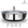 thumbnail image 5 of Stellar Kadhai Triptyque en Acier Inoxydable avec Couvercle / 24 cm, 2,7 Litres / PTFE Antiadhésif Gravé / Poignées Doubles Sans Rivets / Base pour Gaz et Induction / Garantie de 7 Ans, 5 of 5