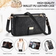 thumbnail image 3 of ELEHOLD Floral Embossed Leather Wallet Case for Samsung Galaxy S24 FE with Zipper Cash Slot, Card Holder Shockproof TPU Anti-Scratch Flip Stand Wallet Case Cover With Detachable Strap , Black, 3 of 12